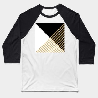 Black White Geometric Gold Stripes Modern Design Baseball T-Shirt